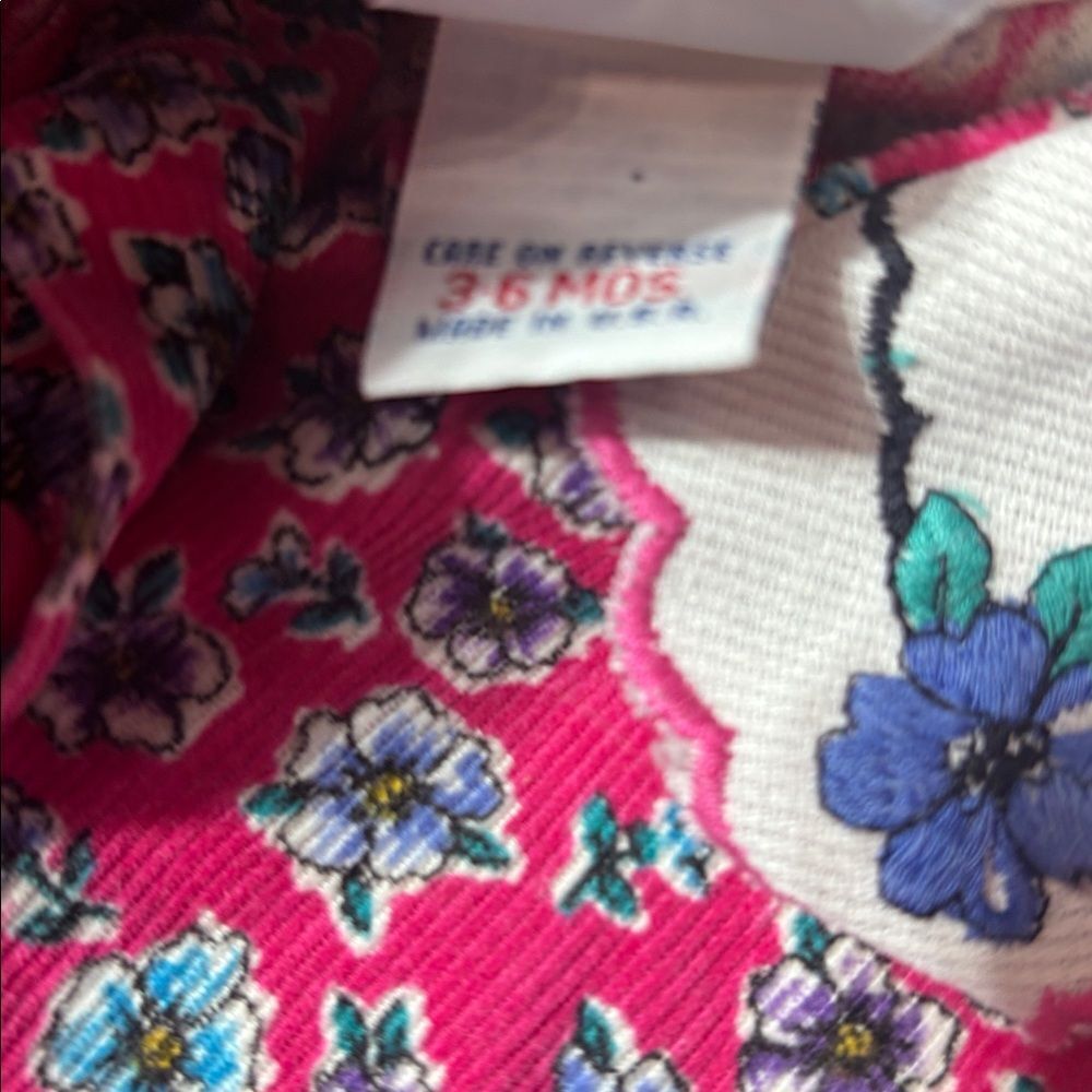 Osh kosh genuine article made in USA vintage 3-6 mos floral corduroy Peter Pan - Picture 3 of 3